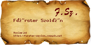 Fürster Szolón névjegykártya